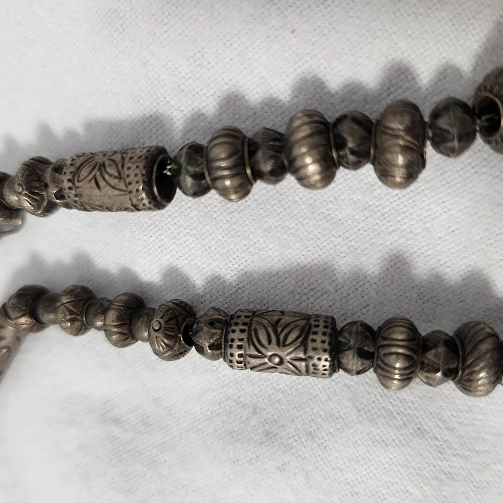 Rustic Sterling Silver,925 Beaded On Chain Necklace - Picture 3 of 6